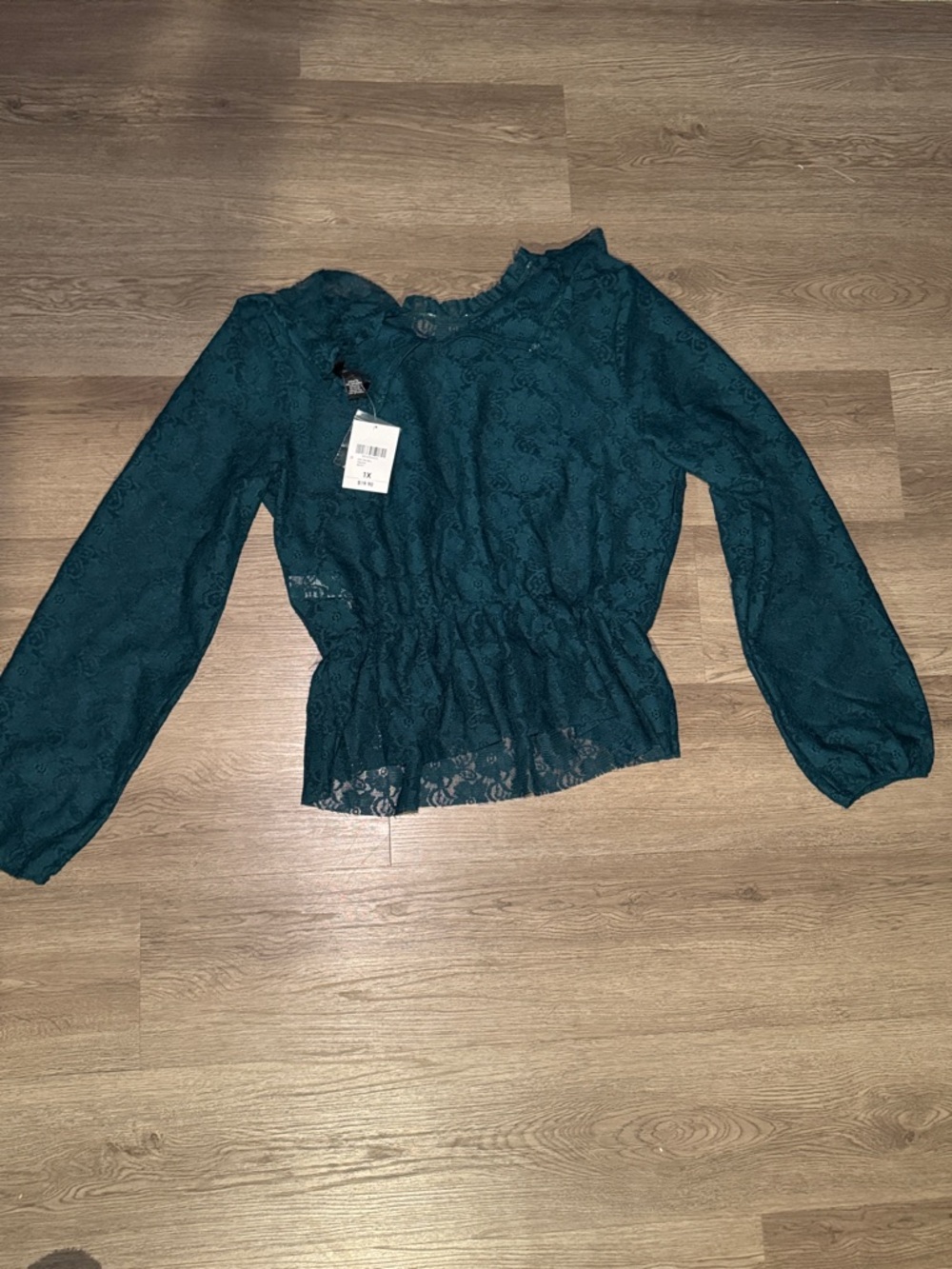 Forever 21 Dark Teal Lace Peplum Blouse - Picture 5 of 5